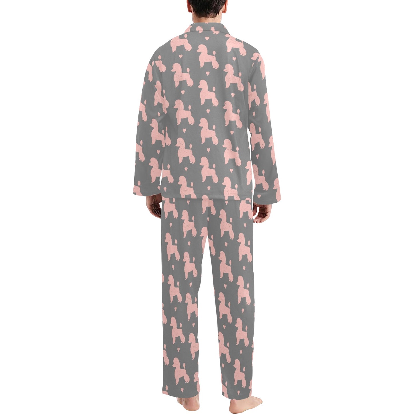 Poodle Pattern Print Design A02 Men's Long Pajama Set