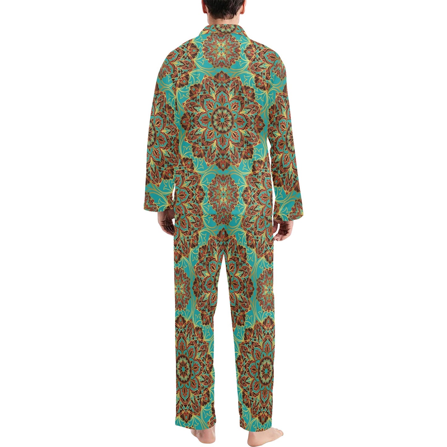 Medallion Pattern Print Design 02 Men's Long Pajama Set