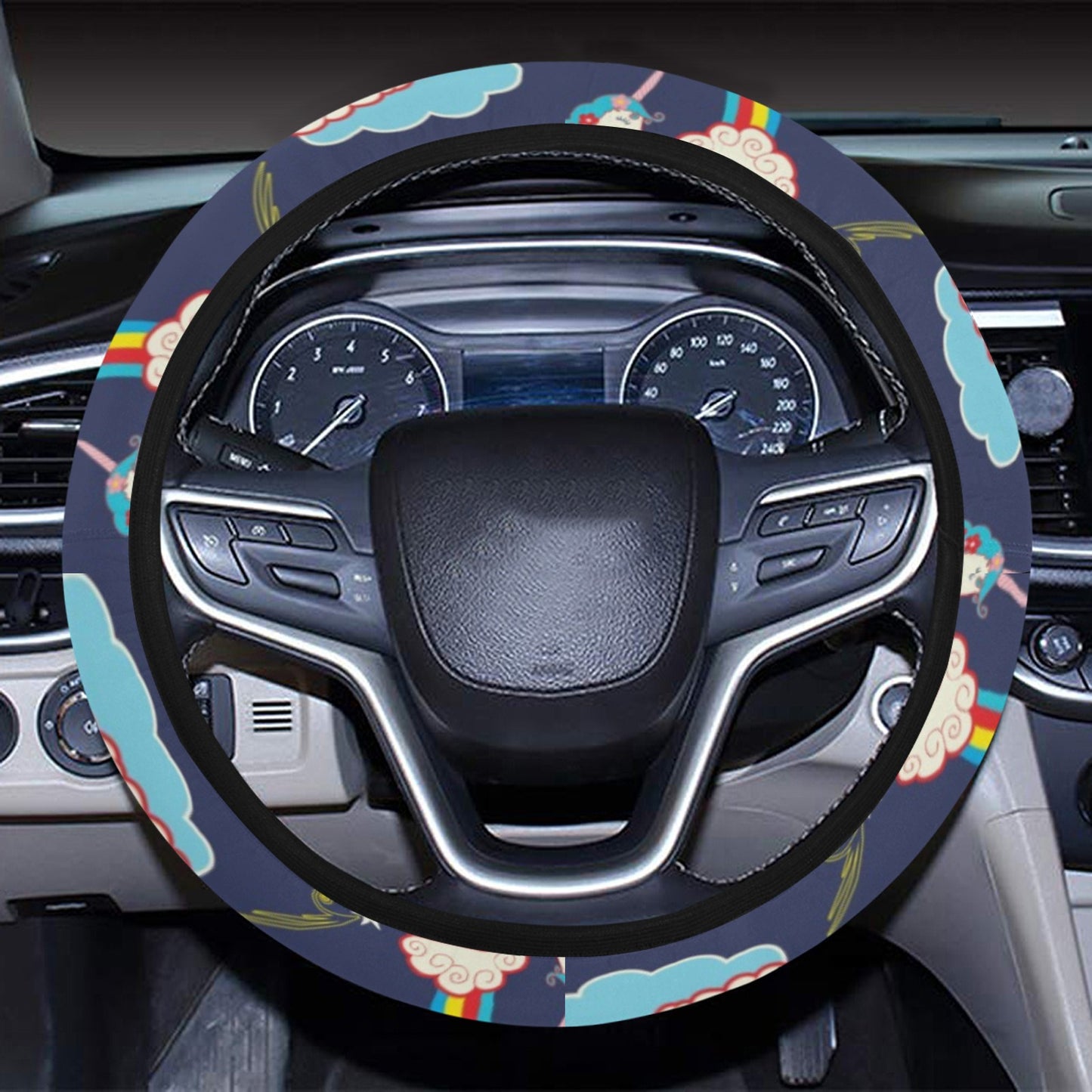 Unicorn Print Design LKS304 Steering Wheel Cover with Elastic Edge