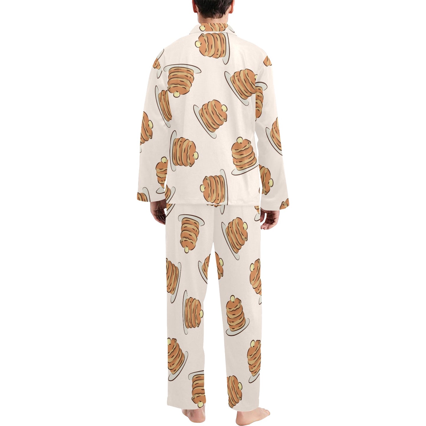 Pancake Pattern Print Design A01 Men's Long Pajama Set