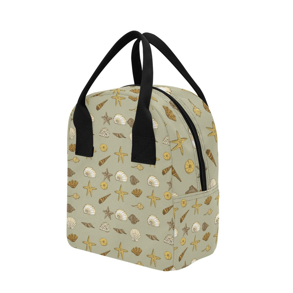 Seashell Beach Print Design LKS303 Insulated Lunch Bag