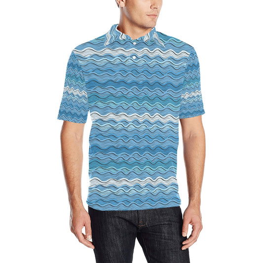 Wave Print Design LKS301 Men Polo Shirt