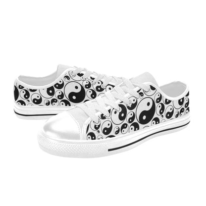 Yin Yang Print Design LKS302 Women's White Low Top Shoes