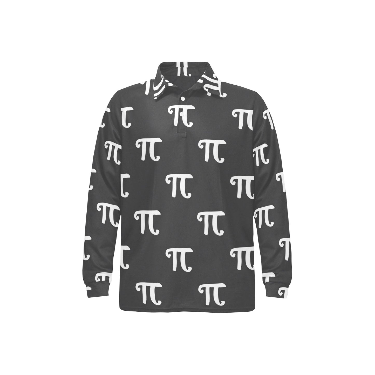 Pi Day Pattern Print Design A01 Long Sleeve Polo Shirt For Men's
