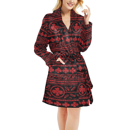 Native American Eagle Themed Print Women's Fleece Robe