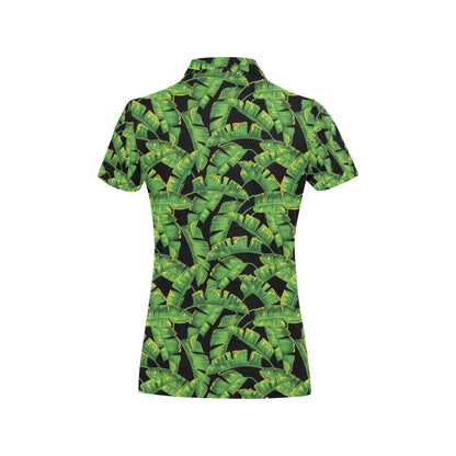 Banana Leaf Pattern Print Design 03 Women's Polo Shirt