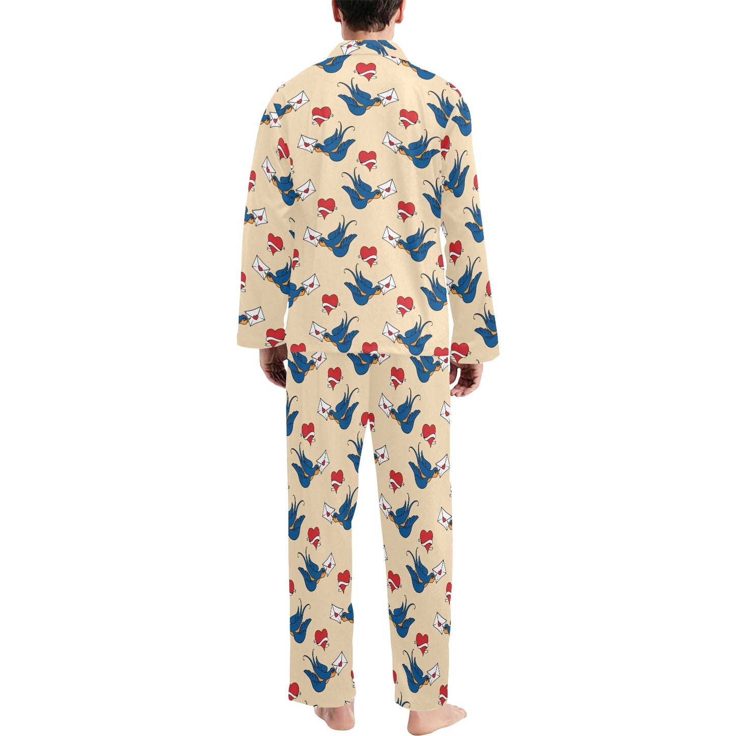 Swallow Bird Pattern Print Design 05 Men's Long Pajama Set