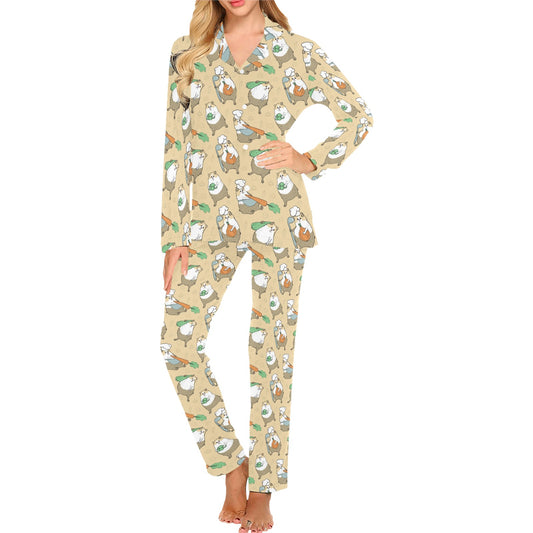 Guinea Pig Print Design LKS401 Women's Long Pajama Set