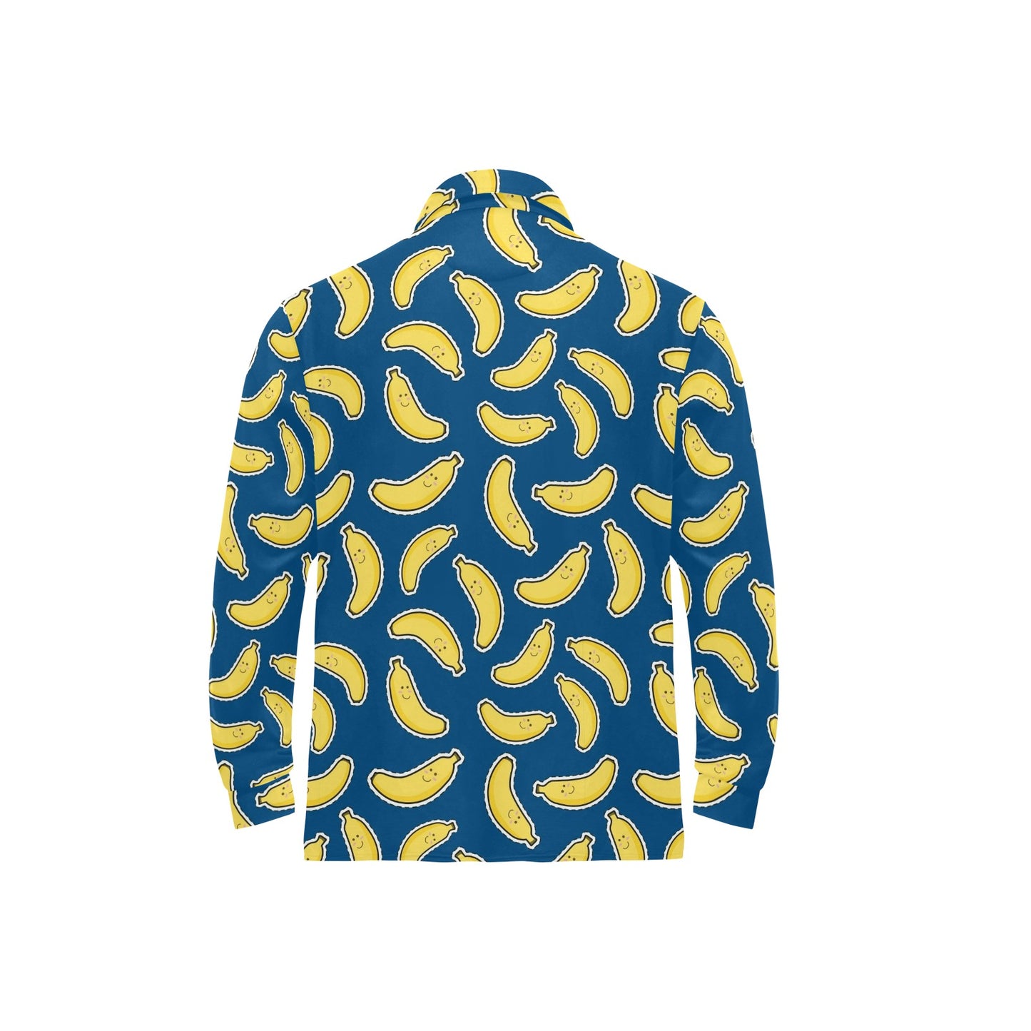Banana Pattern Print Design BA03 Long Sleeve Polo Shirt For Men's