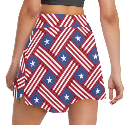 American flag Pattern 17" Golf & Pickleball Skort with Pockets