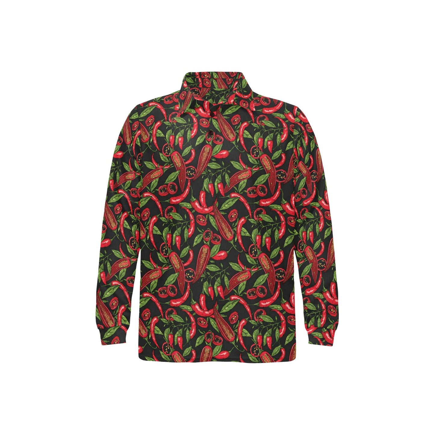 Chilli Pepper Pattern Print Design 02 Long Sleeve Polo Shirt For Men's