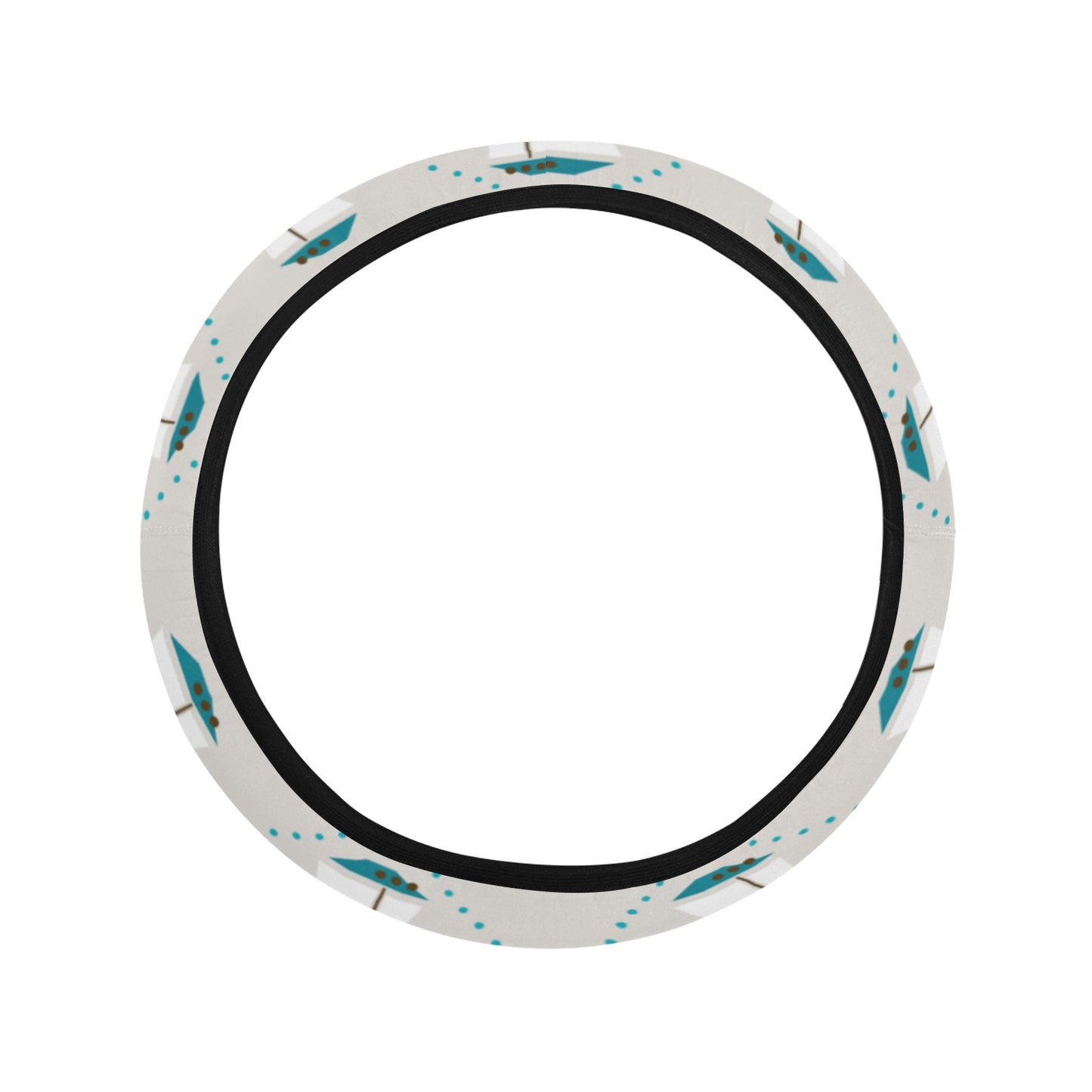 Sailboat Print Design LKS301 Steering Wheel Cover with Elastic Edge