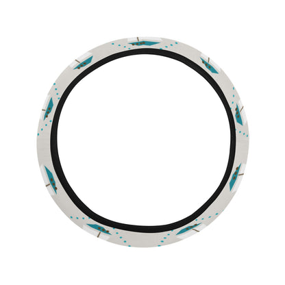 Sailboat Print Design LKS301 Steering Wheel Cover with Elastic Edge