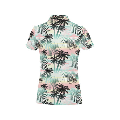 Palm Tree Pattern Print Design A03 Women's Polo Shirt