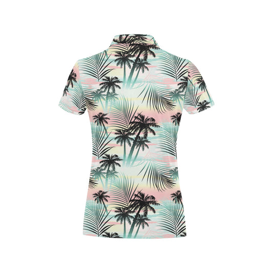Palm Tree Pattern Print Design A03 Women's Polo Shirt