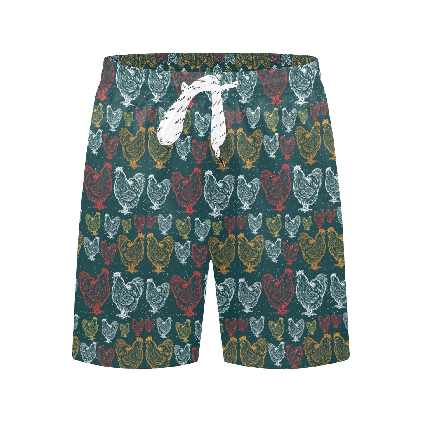 Rooster Hand Draw Design Men's Swim Trunks Beach Shorts