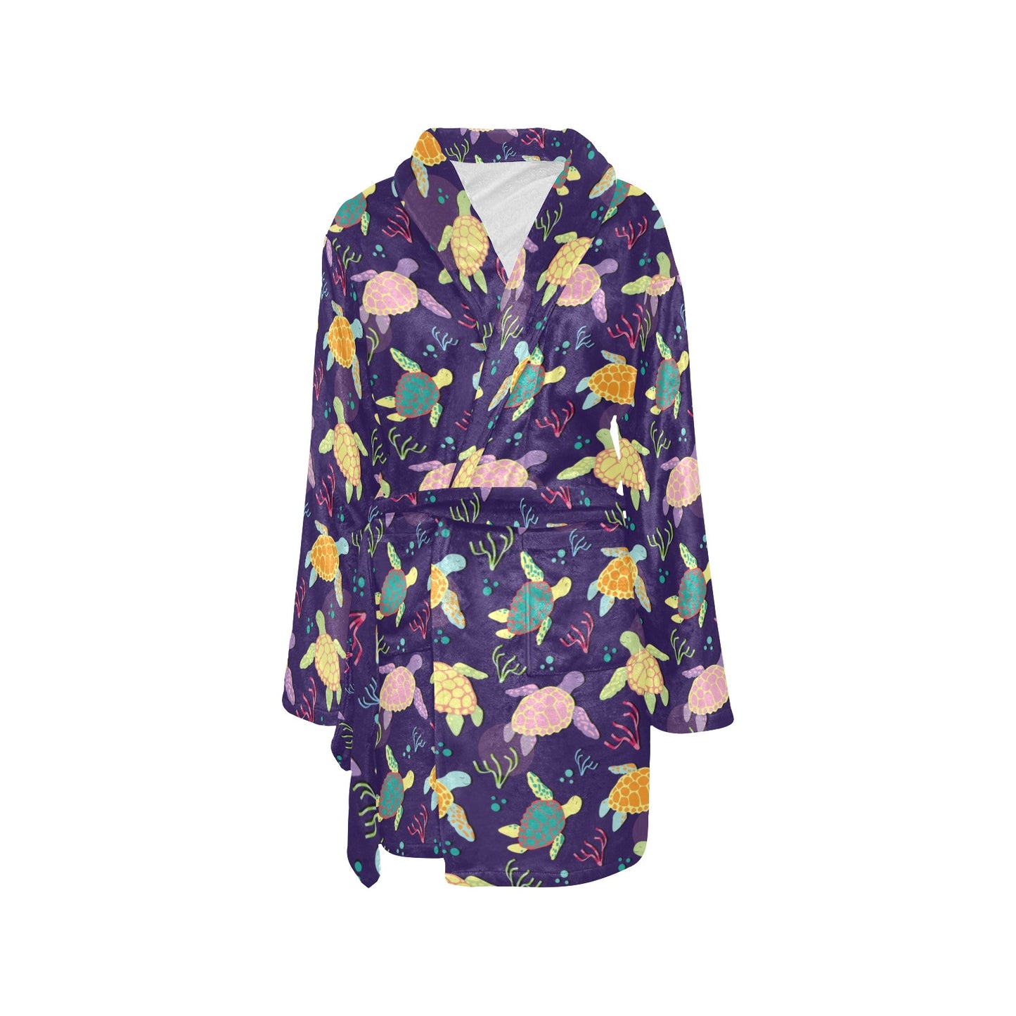 Sea Turtle Color Smile Women's Fleece Robe