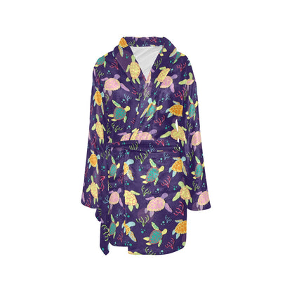 Sea Turtle Color Smile Women's Fleece Robe