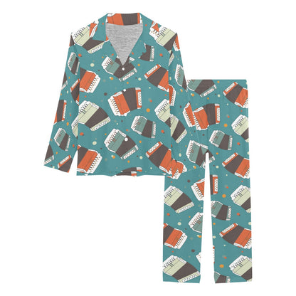 Accordion Pattern Print Design 02 Women's Long Pajama Set