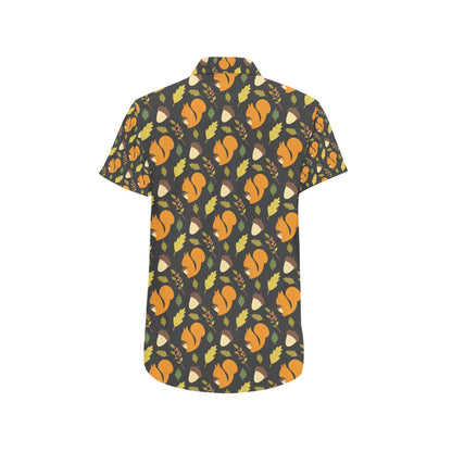 Squirrel Print Design LKS301 Men Short Sleeve Button Up Shirt