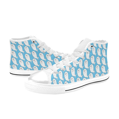 Sea Lion Print Design LKS402 Men's High Top Canvas Shoes