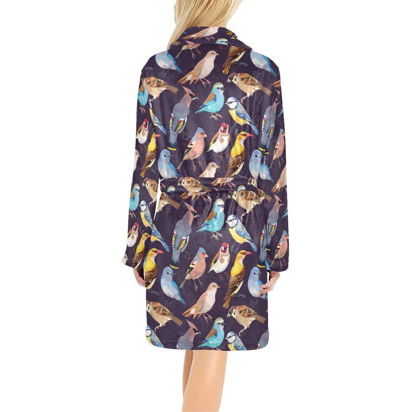 Bird Cute Print Pattern Women's Fleece Robe