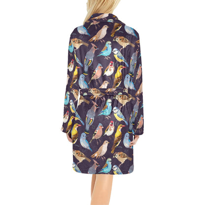 Bird Cute Print Pattern Women's Fleece Robe