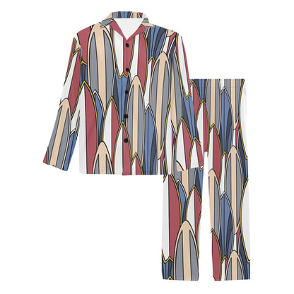 Surf board Pattern Men's Long Pajama Set