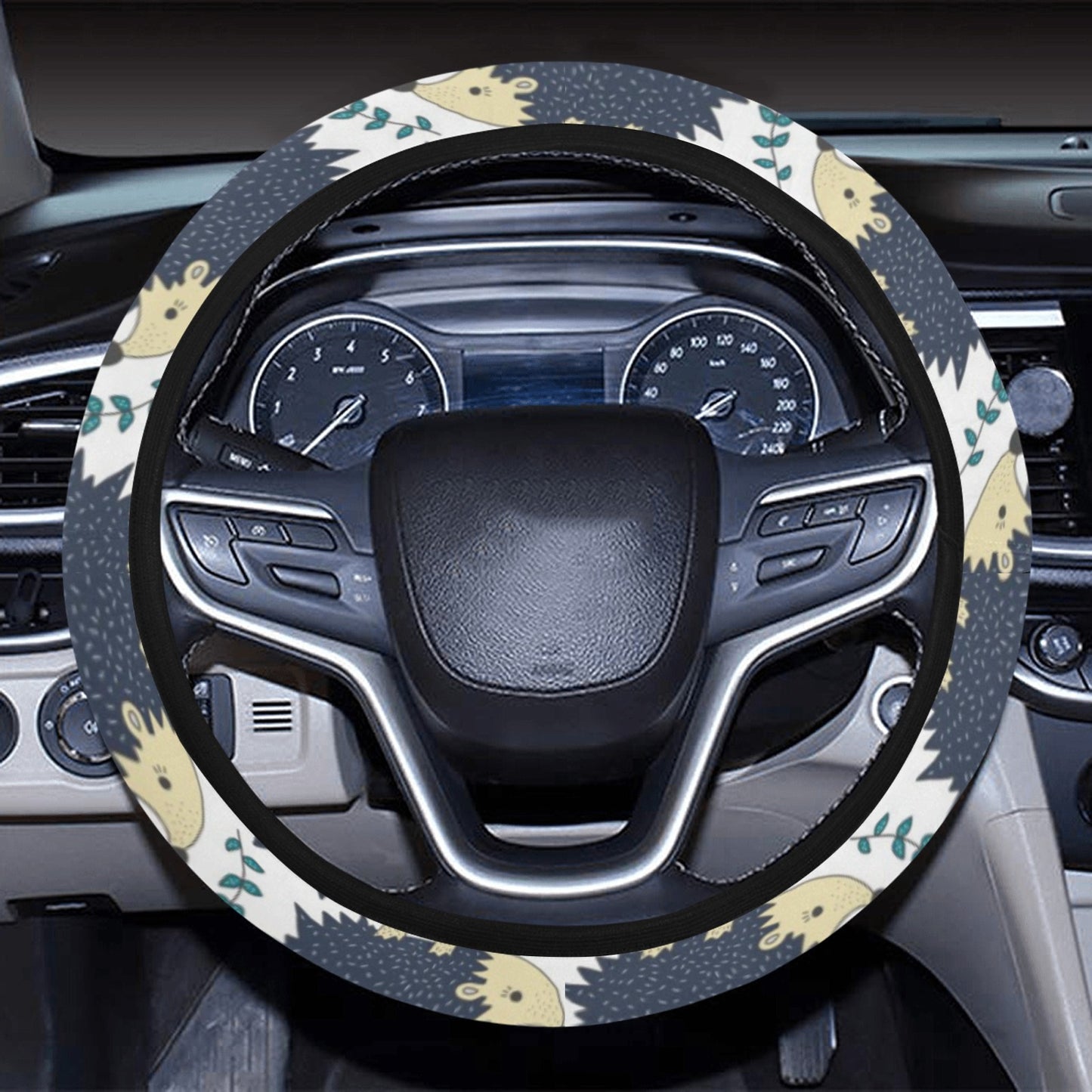 Hedgehog Print Design LKS401 Steering Wheel Cover with Elastic Edge