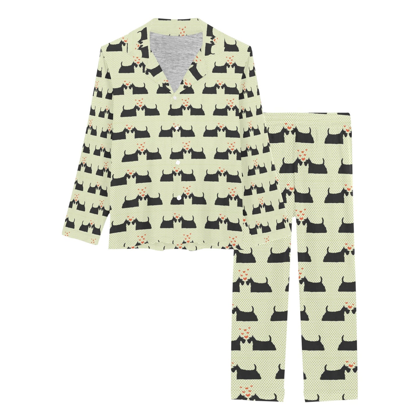 Scottish Terriers Print Design LKS304 Women's Long Pajama Set