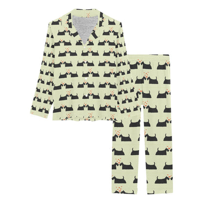 Scottish Terriers Print Design LKS304 Women's Long Pajama Set