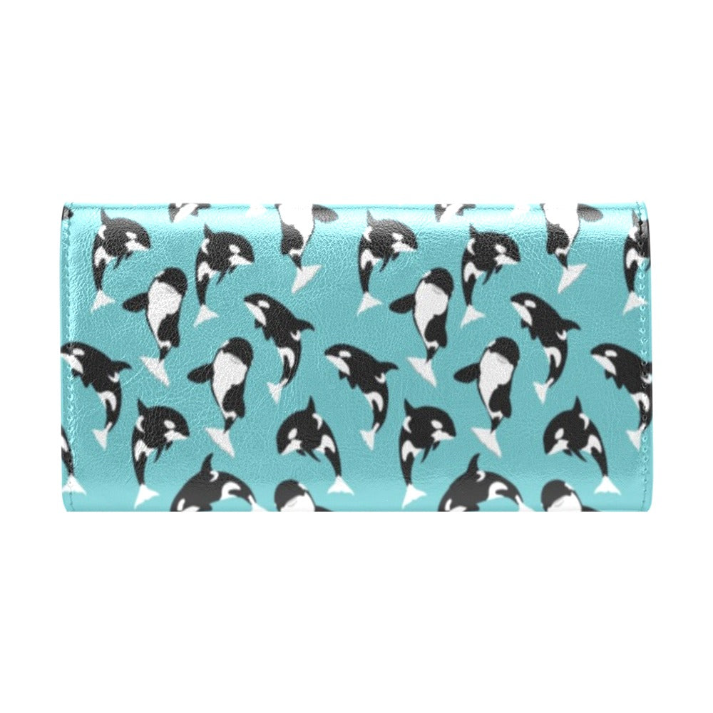 Whale Action Design Themed Print Women's Trifold Wallet
