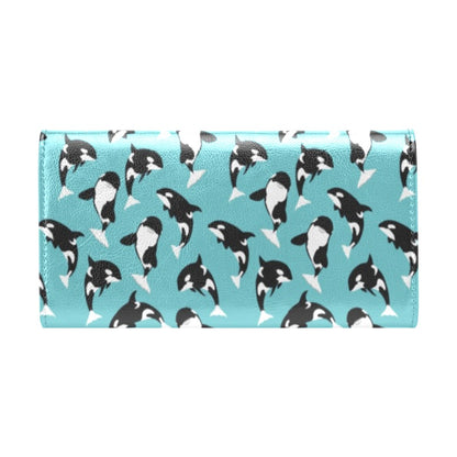 Whale Action Design Themed Print Women's Trifold Wallet