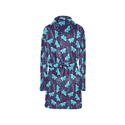 Butterfly Pattern Print Design 011 Women's Fleece Robe