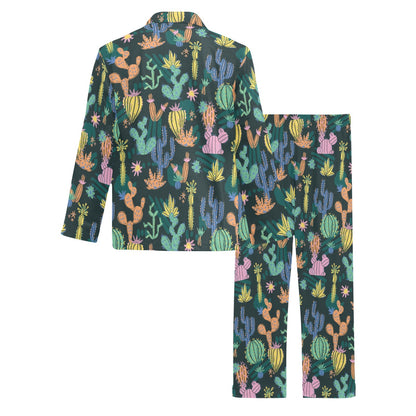Cactus Pattern Print Design 05 Men's Long Pajama Set