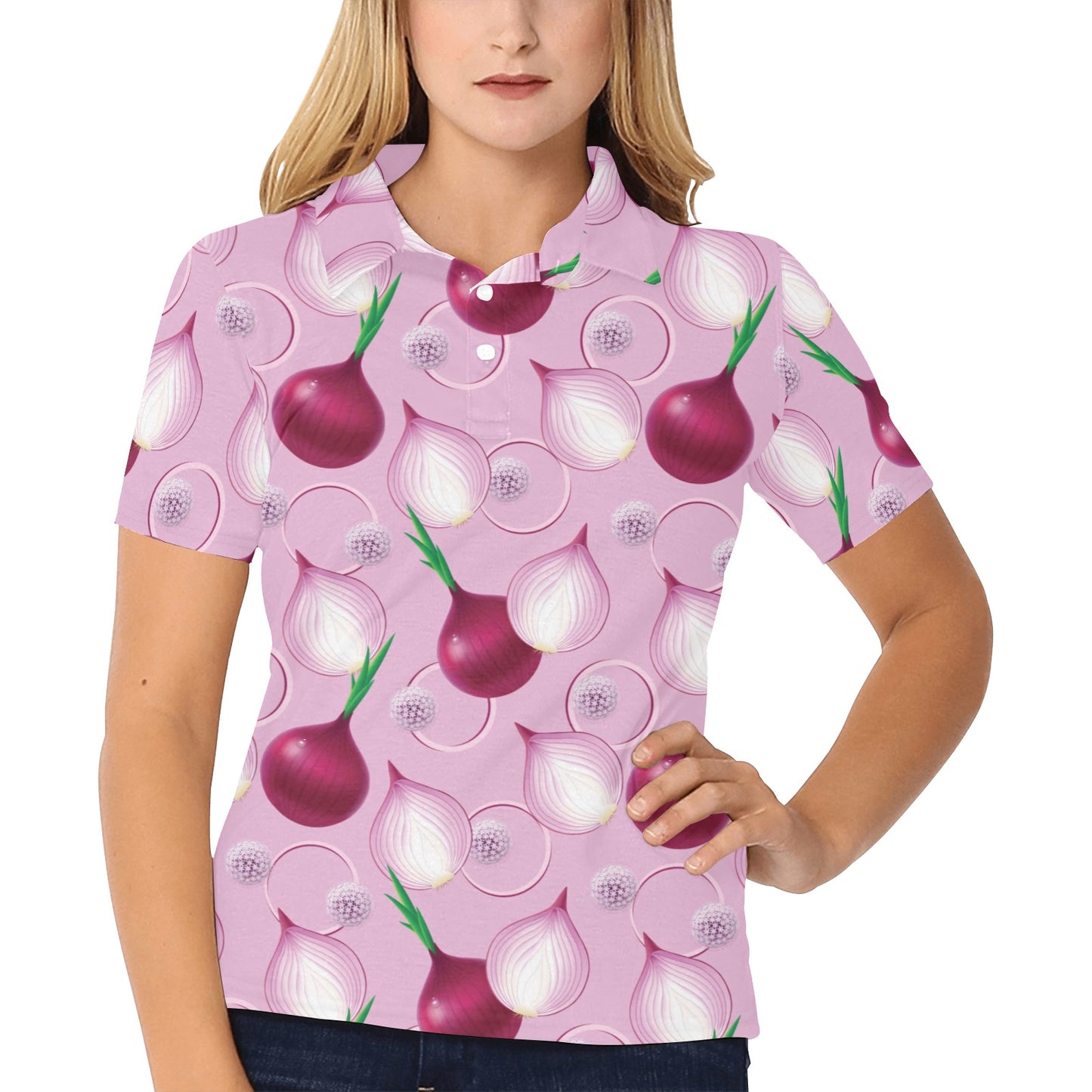 Onion Pattern Print Design A01 Women's Polo Shirt