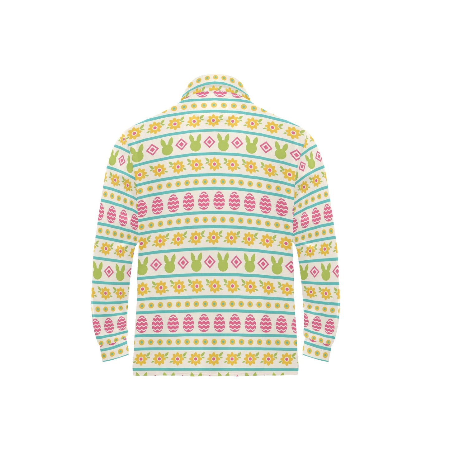 Easter Eggs Pattern Print Design RB016 Long Sleeve Polo Shirt For Men's