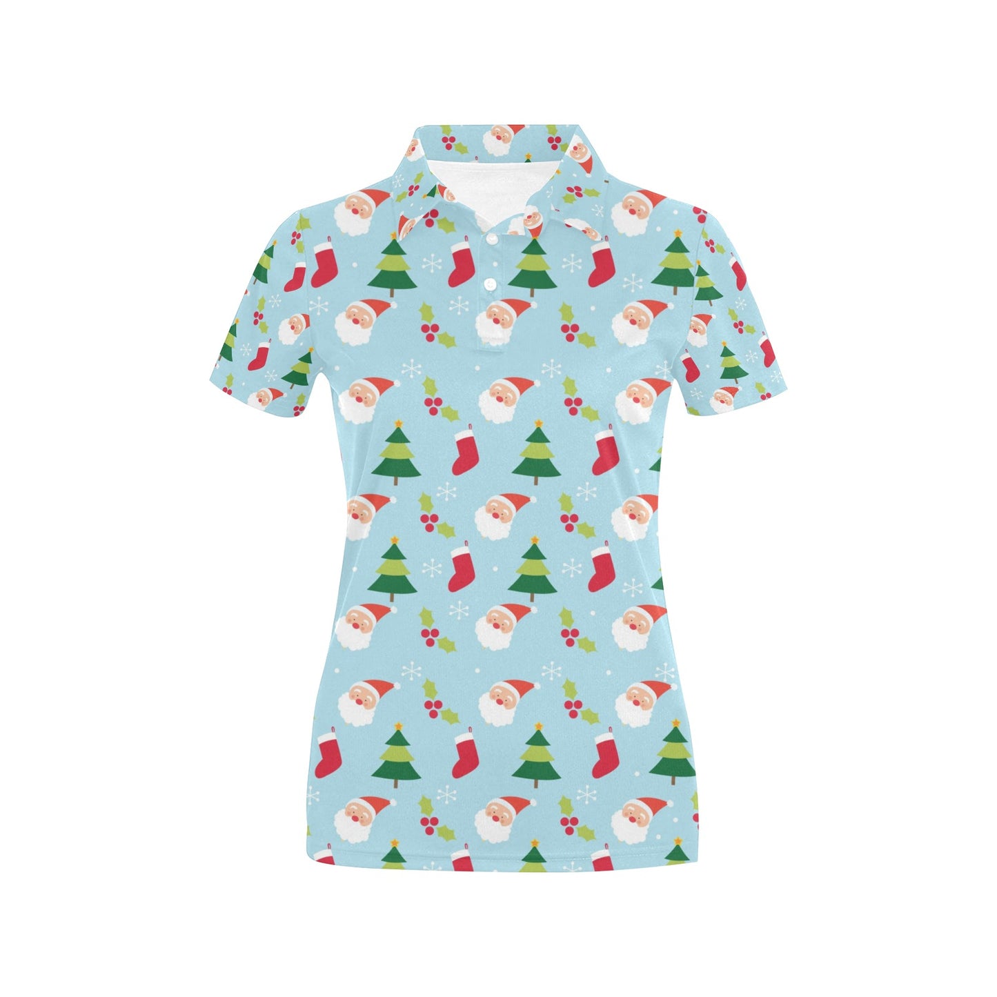 Santa Themed Print Design LKS301 Women's Polo Shirt