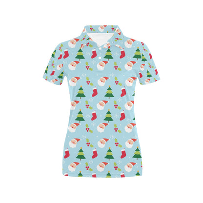 Santa Themed Print Design LKS301 Women's Polo Shirt