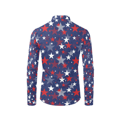 Star Print Design LKS304 Men's Long Sleeve Dress Shirt