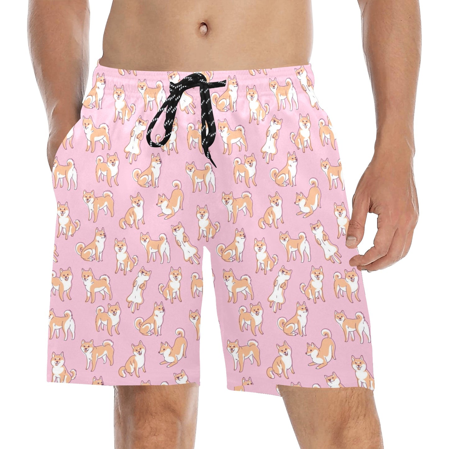 Shiba Inu Print Design LKS303 Men's Swim Trunks Beach Shorts