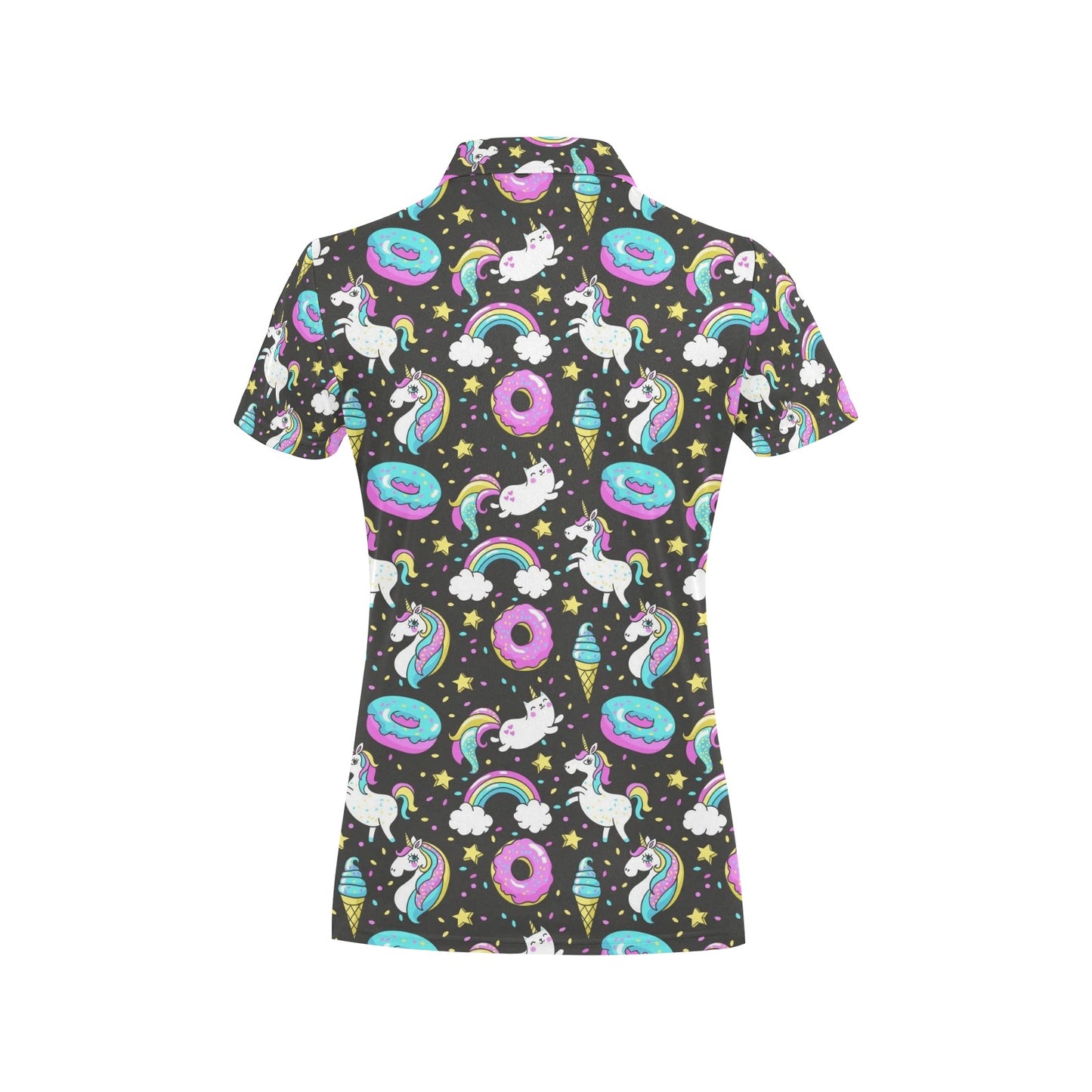 Donut Unicorn Pattern Print Design DN09 Women's Polo Shirt