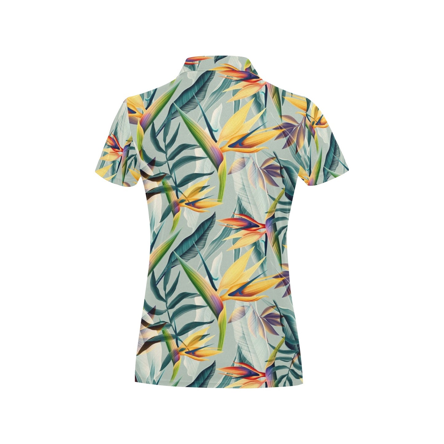 Tropical Flower Pattern Print Design TF022 Women's Polo Shirt