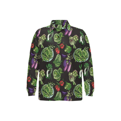 Lettuce Pattern Print Design 01 Long Sleeve Polo Shirt For Men's