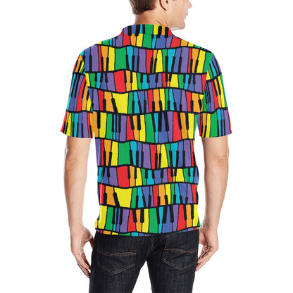 Piano Print Design LKS402 Men Polo Shirt