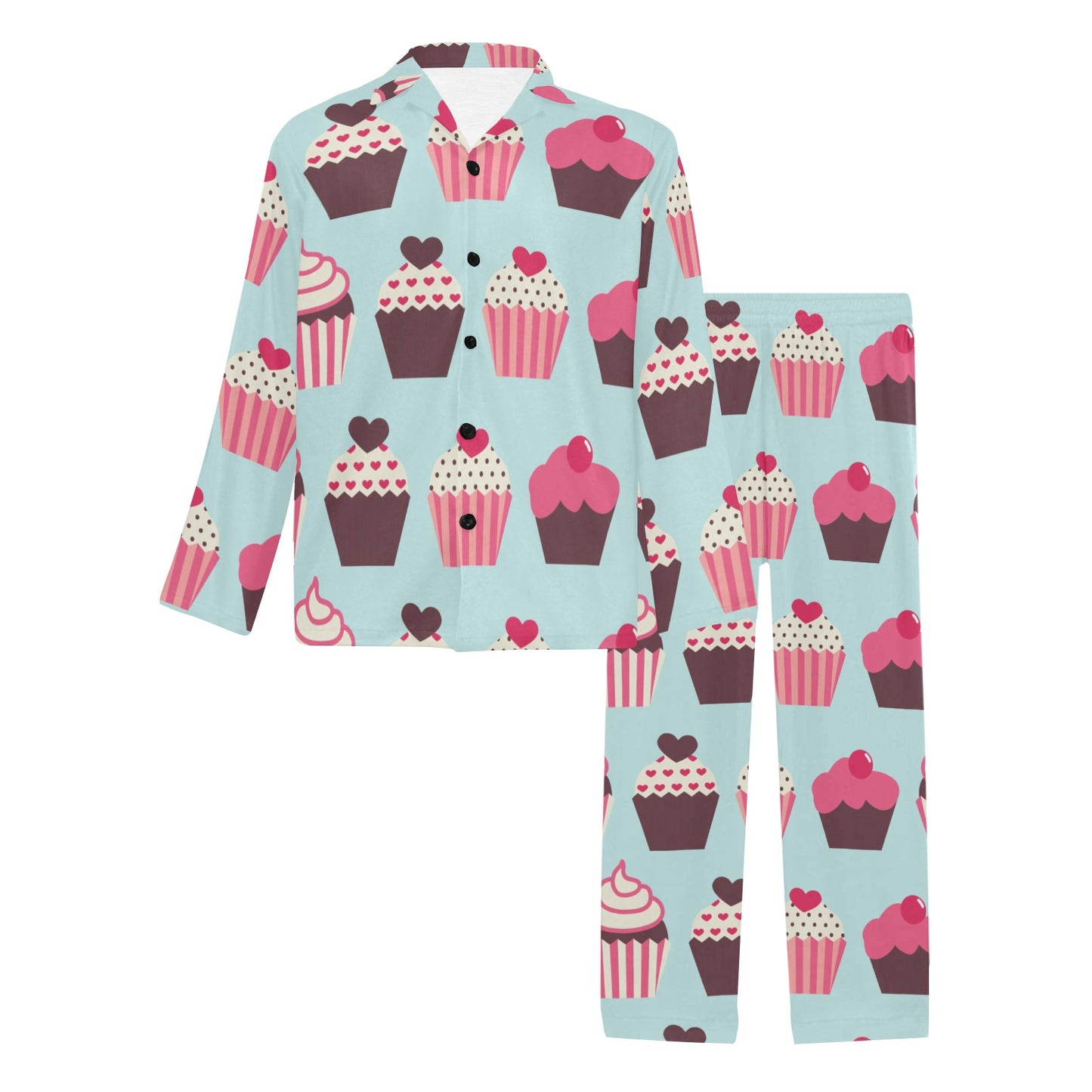 CupCake Print Pattern Men's Long Pajama Set