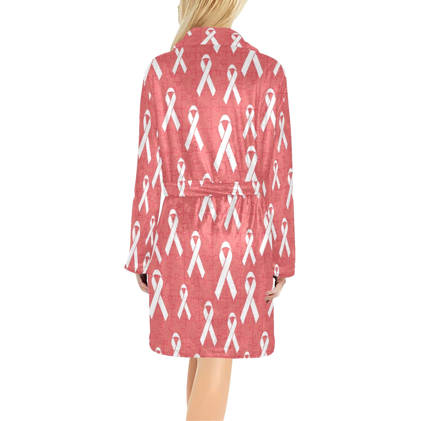 Autism Awareness Ribbon Design Print Women's Fleece Robe