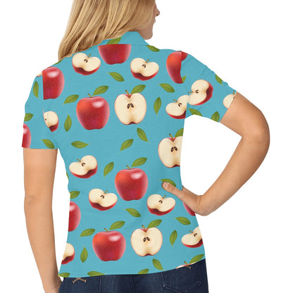 Apple Pattern Print Design AP012 Women's Polo Shirt
