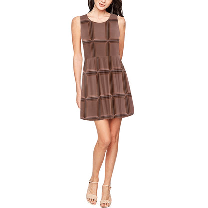 Chocolate Pattern Print Design 03 Sleeveless Dress