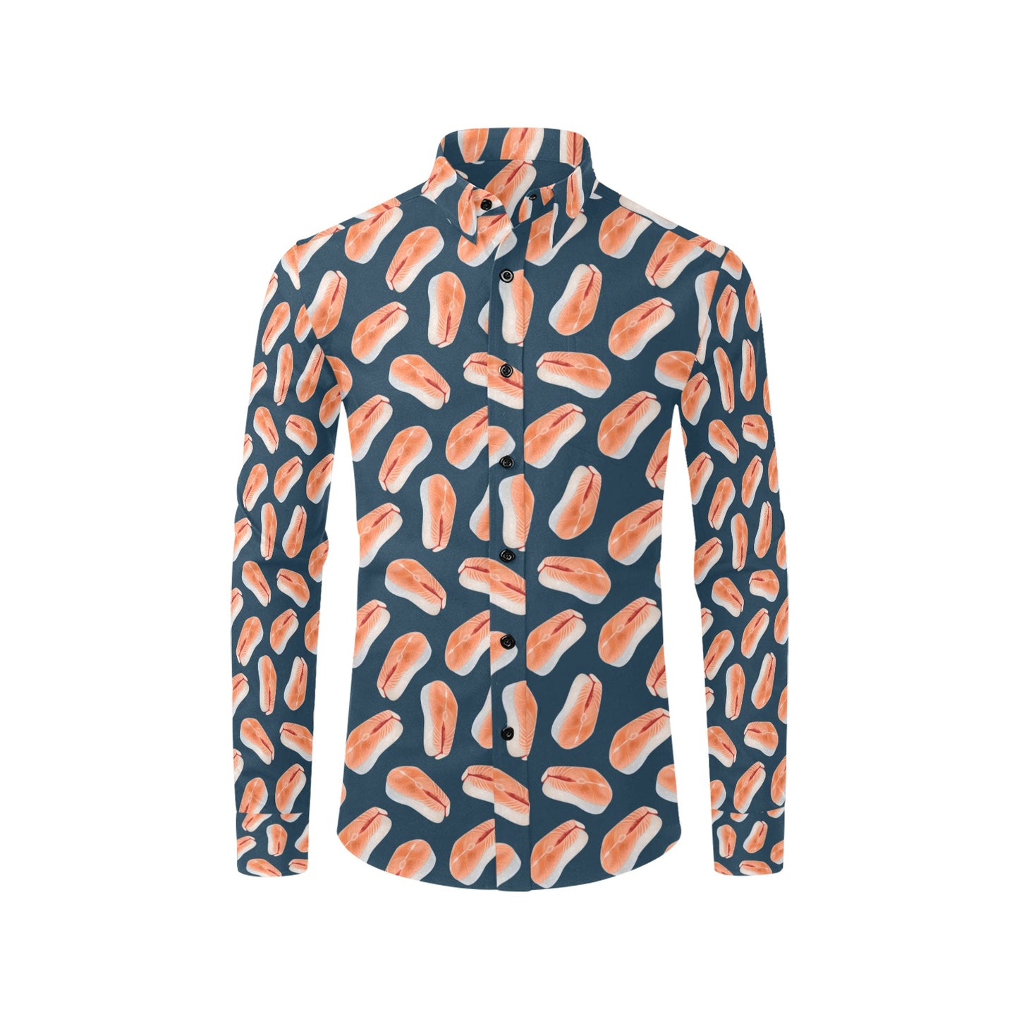 Salmon Steak Print Design LKS306 Men's Long Sleeve Dress Shirt